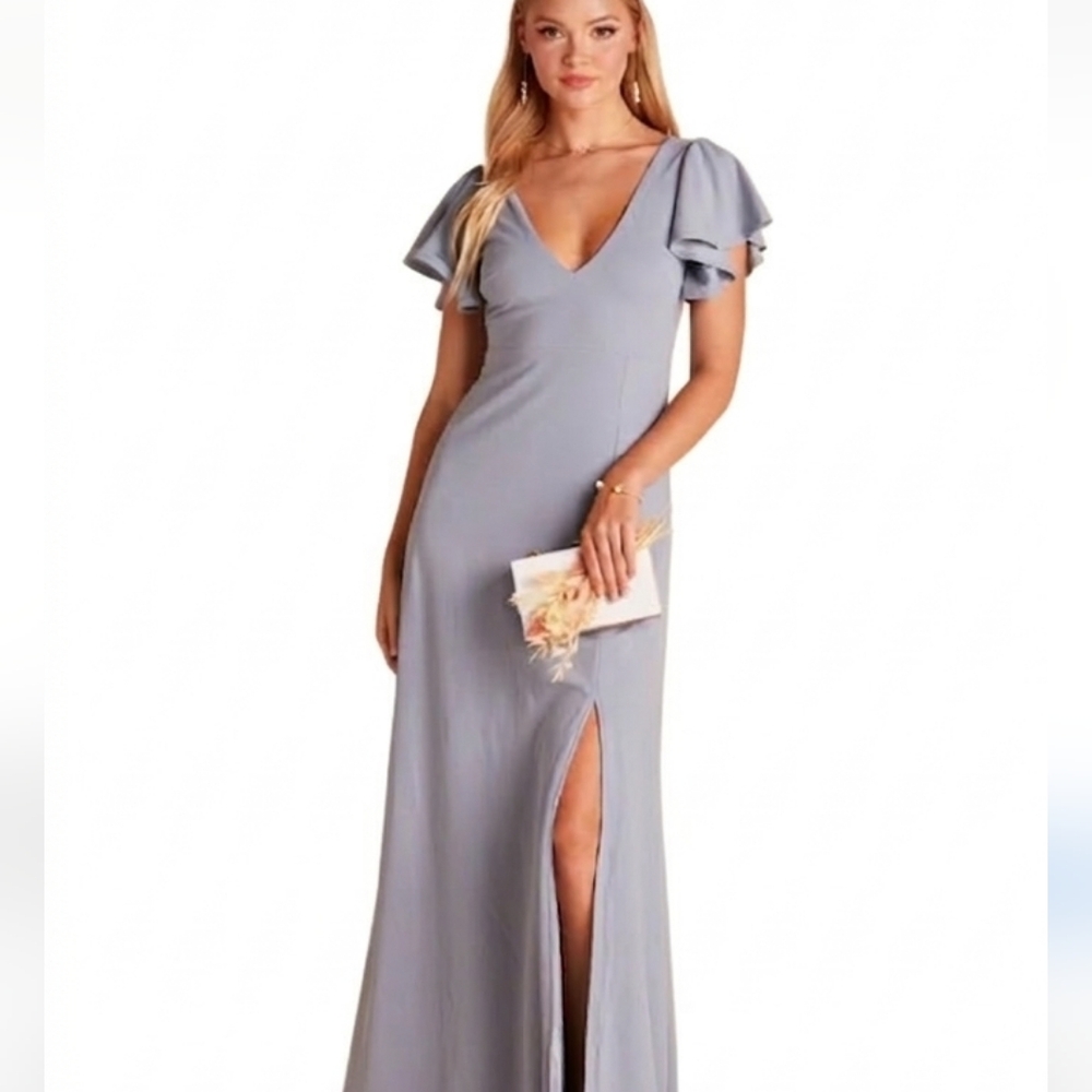 Birdy Grey Hannah Taupe Bridesmaid Wedding Sexy Party Maxi Dress Sz Large